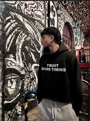 Trust Gods Timing Black Hoodie – Faith